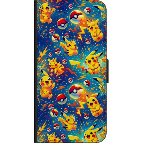 Kompatibel Tegnebogsetui til Samsung Galaxy Note 4 Glade gule fantasifigurer med røde bolde, lyn og stjerner mod en intens blå baggrund blå