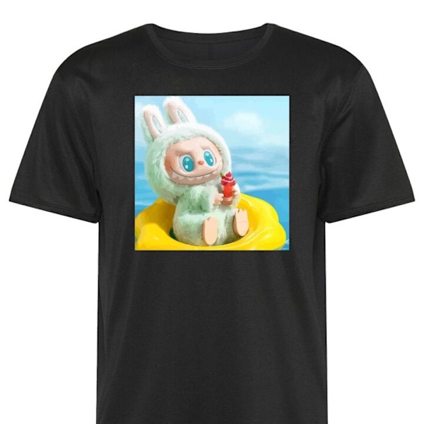 Trænings T-shirt | Sport T-shirt til Voksen Labubu Macaron Se sort 5X-Large