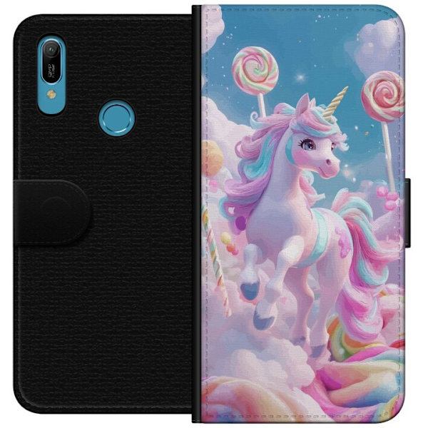 Huawei Y6 (2019) Tegnebogsetui Enhjørning Candy Pastel Kawaii Motiv Sød Populær Farve Grafisk Trend Børne Motiv Fantasy Art