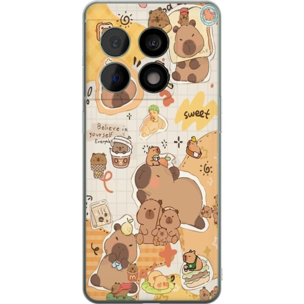 OnePlus 10 Pro Genomskinligt Skal Kawaii capybara mobilskal med gulliga djurmotiv