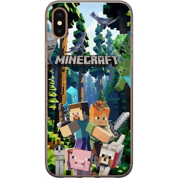 Apple iPhone XS Max Läpinäkyvä kuori Minecraft-matkapuhelinkotelo metsällä ja pikselityylisillä hahmoilla