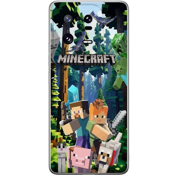 Xiaomi 13 Pro Gennemsigtig cover Minecraft mobiltelefon dækning med skov og pixel karakterer