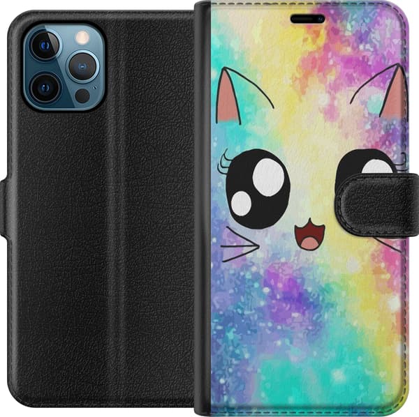 Kompatibel Tegnebogsetui til Apple iPhone 12 Pro Max Sød Kat Galaxy
