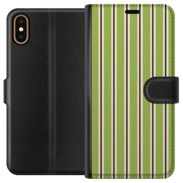 Kompatibel Tegnebogsetui til Apple iPhone XS Matcha Stripe grøn