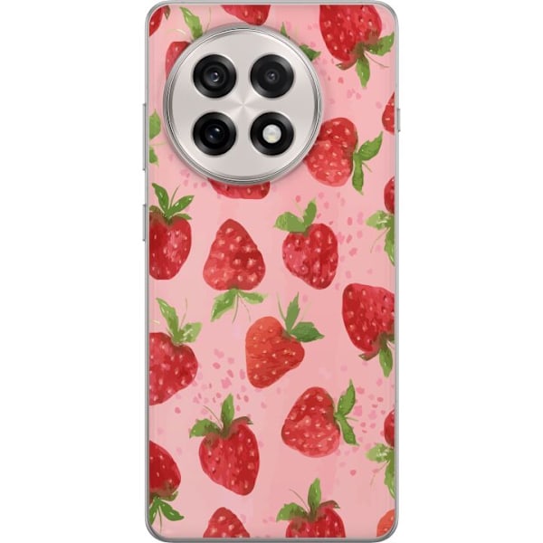 OnePlus 13R Genomskinligt Skal Strawberry Dreams – jordgubbsmönster i retrostil