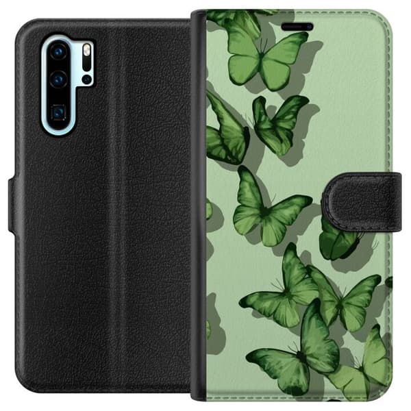 Kompatibelt Lommeboketui til Huawei P30 Pro Grønne Sommerfugler