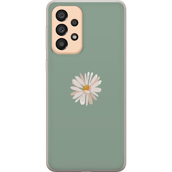 Samsung Galaxy A33 5G Genomskinligt Skal Grön Minimalblomma – stilren blomma på grön bakgrund