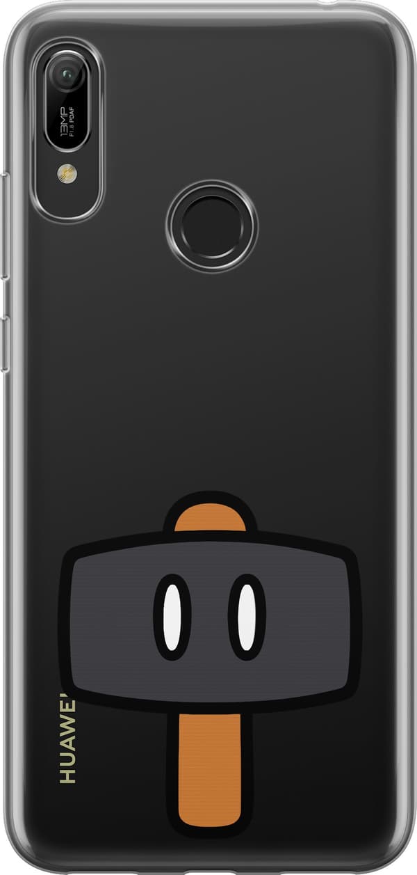 Kompatibel Mobilcover til Huawei Y6 (2019) Sort spillehammer - Sort motiv med sort hammer. sort
