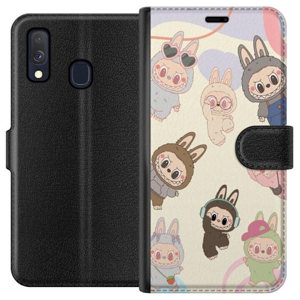 Samsung Galaxy A40 Plånboksfodral Labubu Pop Mart Kollektion Motiv Figur Samling Design Populärt Art Toy Pop Mart Kreativ Grafiskt