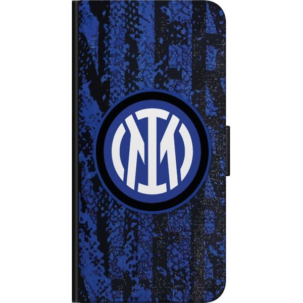 Kompatibel Tegnebogsetui til OnePlus 9 Pro Blåt og hvidt cirkelmonogram med sorte striber, grafisk fodboldmotiv blå