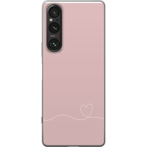 Sony Xperia 1 V Gennemsigtig cover Lyserød Hjerne Design