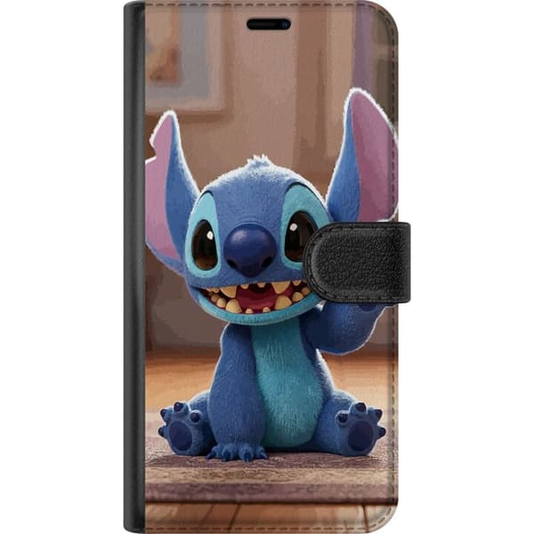 Kompatibel Tegnebogsetui til Apple iPhone 17e Et sødt blåt rumvæsen med store ører, der sidder og vinker blå