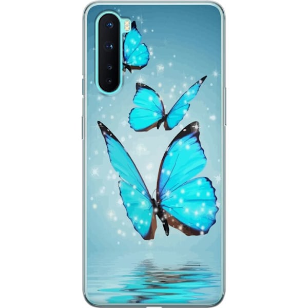 OnePlus Nord Genomskinligt Skal Glittrande Fjärilar