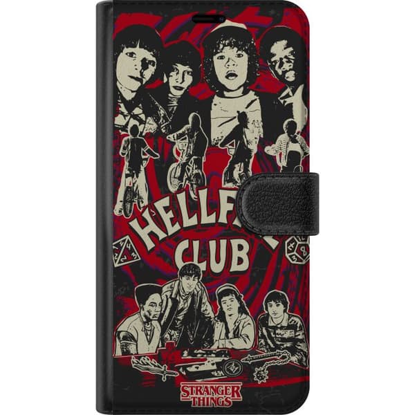 Kompatibel Tegnebogsetui til Samsung Galaxy S20 FE Hellfire Club-collage med Stranger Things-karakterer og cykler