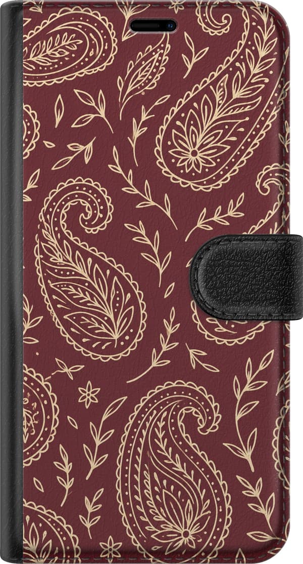 Kompatibelt Lommeboketui til Apple iPhone 11 Pro Vinrød paisley rød