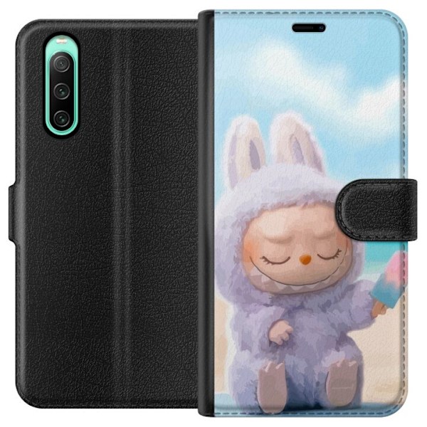 Sony Xperia 10 IV Lompakkokotelo Labubu Vaaleanpunainen Tunnelma