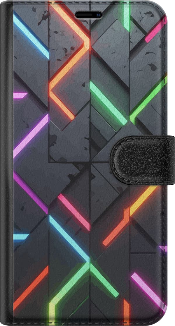 Kompatibel Tegnebogsetui til Samsung Galaxy A17 5G Geometrisk neonmønster med farvede lyslinjer