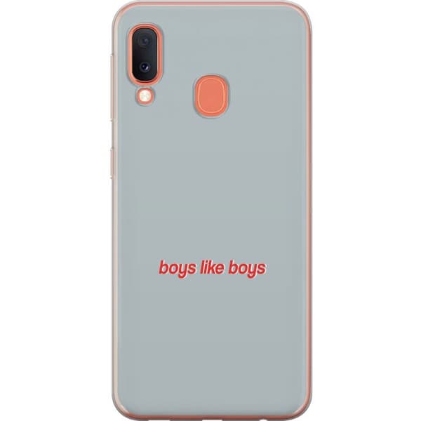 Kompatibelt Mobilskal till Samsung Galaxy A20e Boys Like Boys text grå