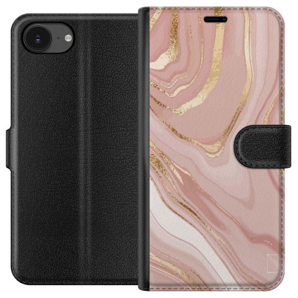 Apple iPhone 16e Plånboksfodral Marmor Rosa