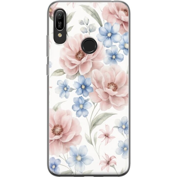 Huawei Y6 (2019) Genomskinligt Skal Romantiska blommor