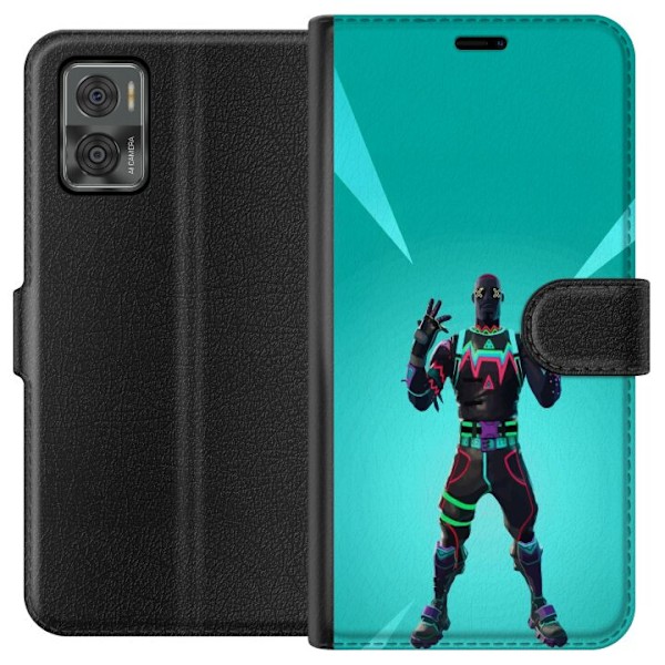 Motorola Moto E22i Tegnebogsetui sort ridder fortnite