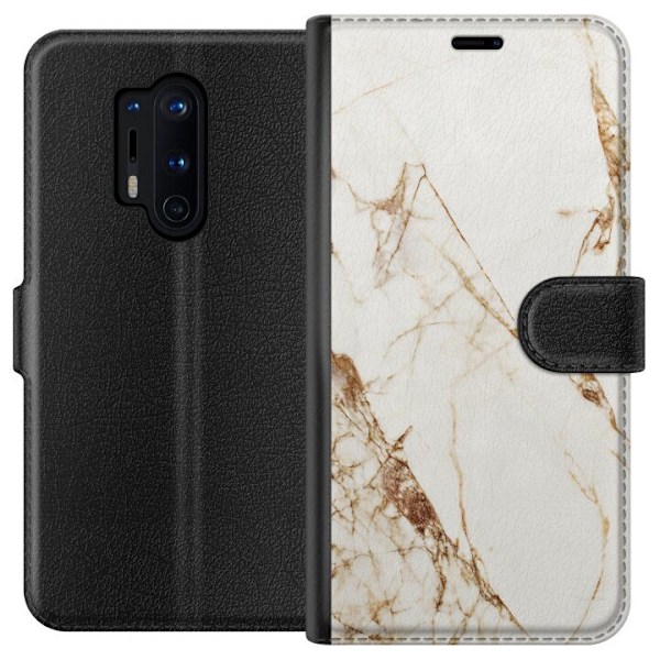 OnePlus 8 Pro Plånboksfodral Vit marmor