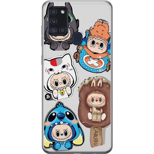 Samsung Galaxy A21s Gjennomsiktig deksel Labubu figure samling - Pop Mart Labubu The Monsters i fargerik design