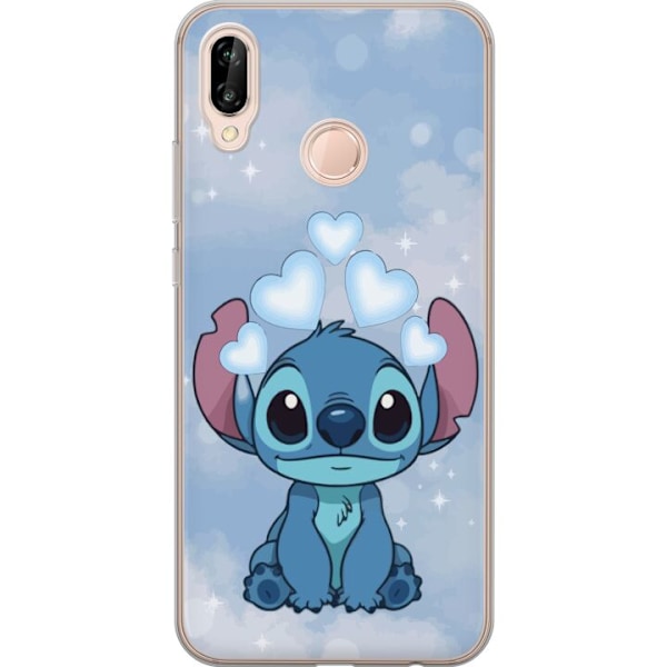 Huawei P20 lite Genomskinligt Skal Stitch Hoppande Glädje –