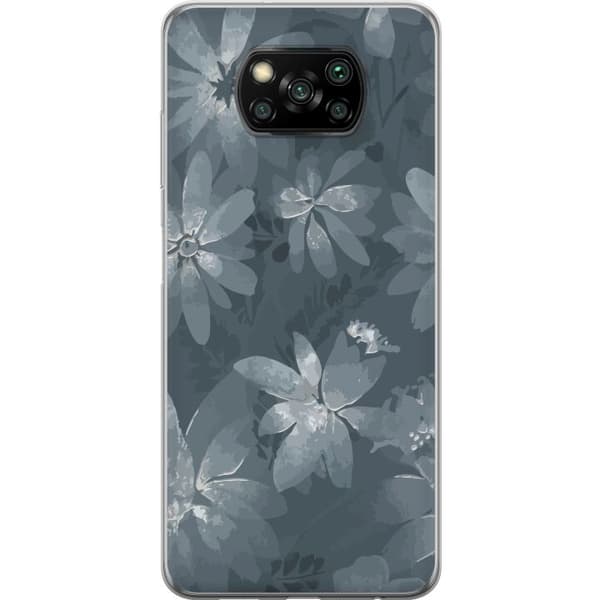 Kompatibelt Mobilskal till Xiaomi Poco X3 NFC Blommor Grå / Blå
