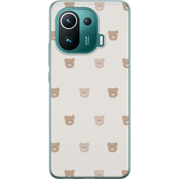 Xiaomi Mi 11 Pro Läpinäkyvä kuori Teddy-tausta - söpöt teddykarhut pehmeällä taustalla
