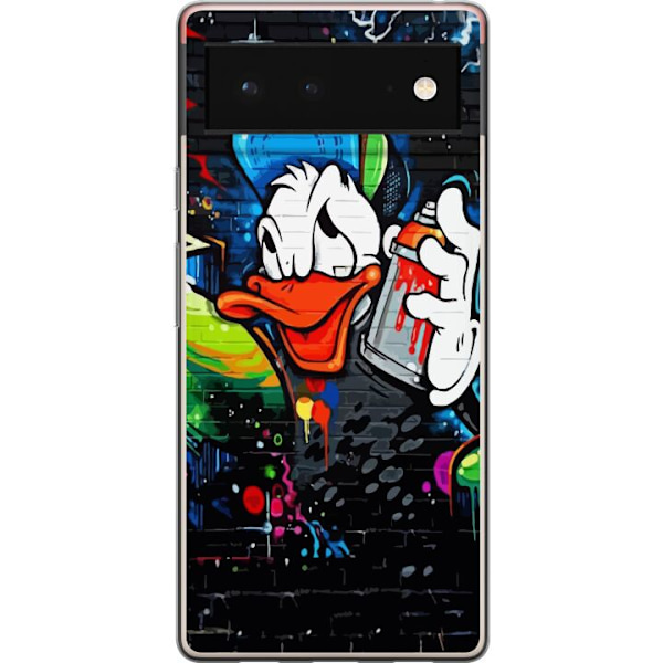 Google Pixel 6 Genomskinligt Skal Kalle Anka Graffiti Disney Design Roligt Barn Motiv Färg Grafisk Populär Serie Ikonisk Disneyfigur