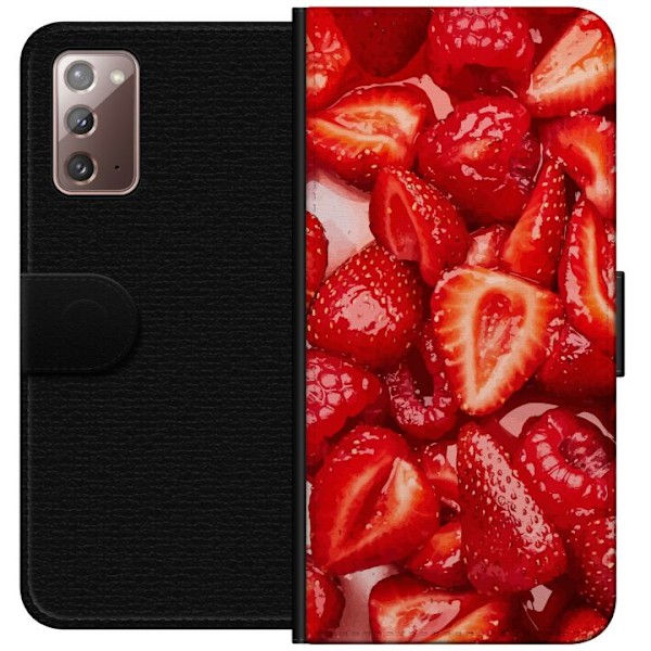 Samsung Galaxy Note20 Plånboksfodral Jordgubbsmönster – sött motiv med sommarkänsla