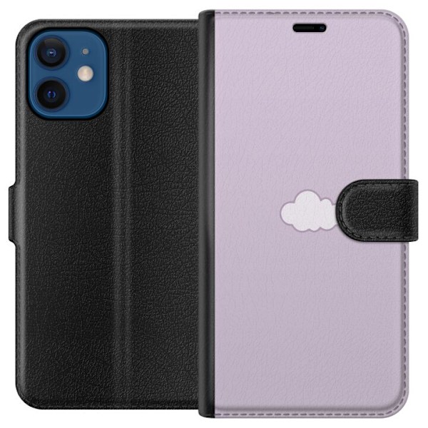 Apple iPhone 12  Lompakkokotelo Lila Pilvi - minimalistinen pilvi lila taustalla