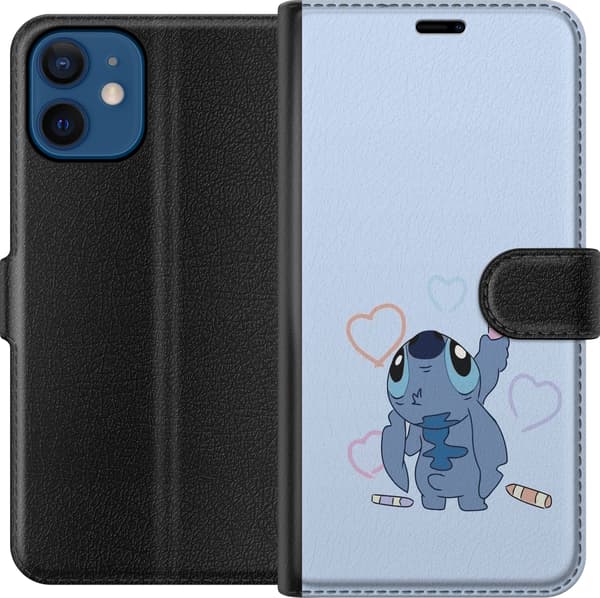 Kompatibelt Lommeboketui til Apple iPhone 12 Stitch Hjerter