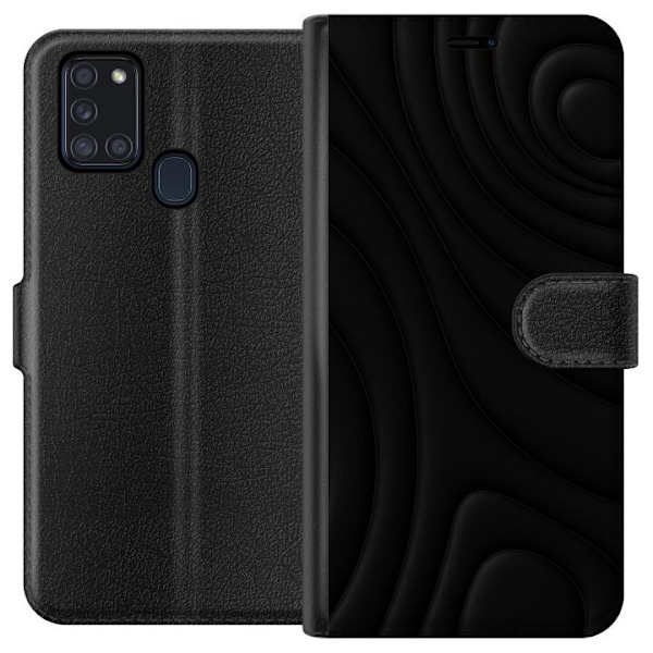 Samsung Galaxy A21s Tegnebogsetui Sorte Bølger