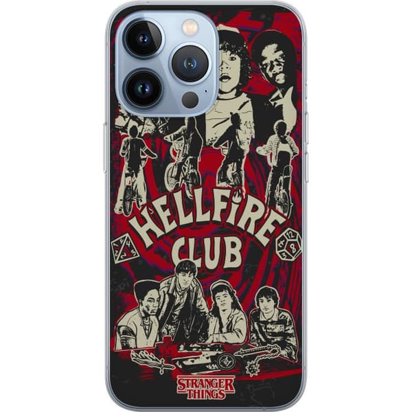 Kompatibelt Mobildeksel til Apple iPhone 13 Pro Hellfire Club-collage med Stranger Things-karakterer og sykler