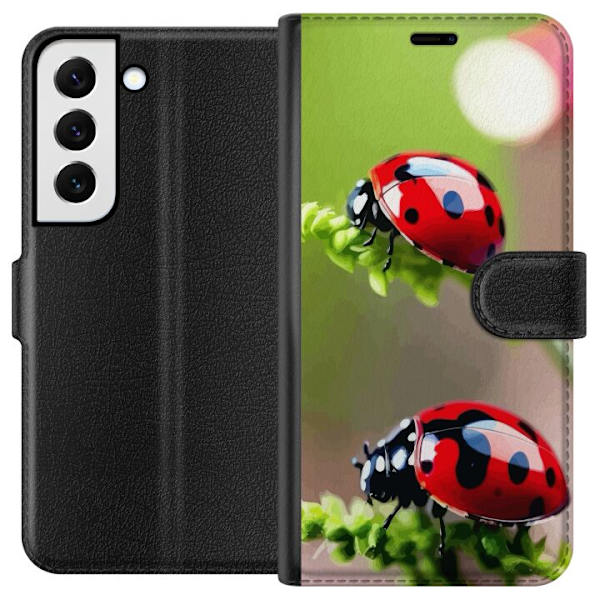 Samsung Galaxy S22+ 5G Tegnebogsetui Ladybug Insekt Held Symbol Naturlig Motiv Populær Grafisk Motiv Dekoration Sommer Tur