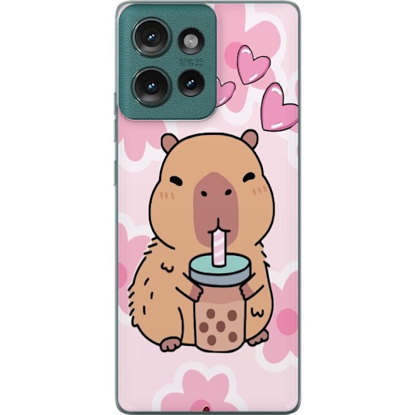 Motorola Edge 50 Gjennomsiktig deksel Kawaii Capybara Hjertean