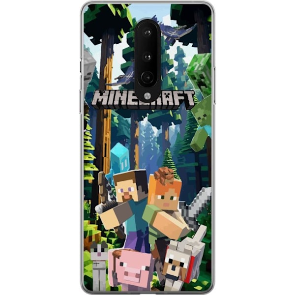 OnePlus 8 Genomskinligt Skal Minecraft mobilskal med skog och figurer i pixelstil