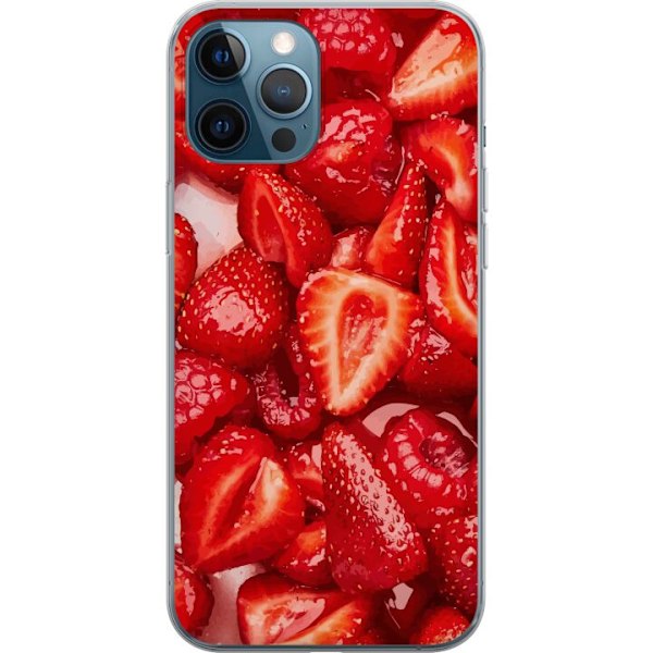 Apple iPhone 12 Pro Genomskinligt Skal Jordgubbsmönster – sött motiv med sommarkänsla