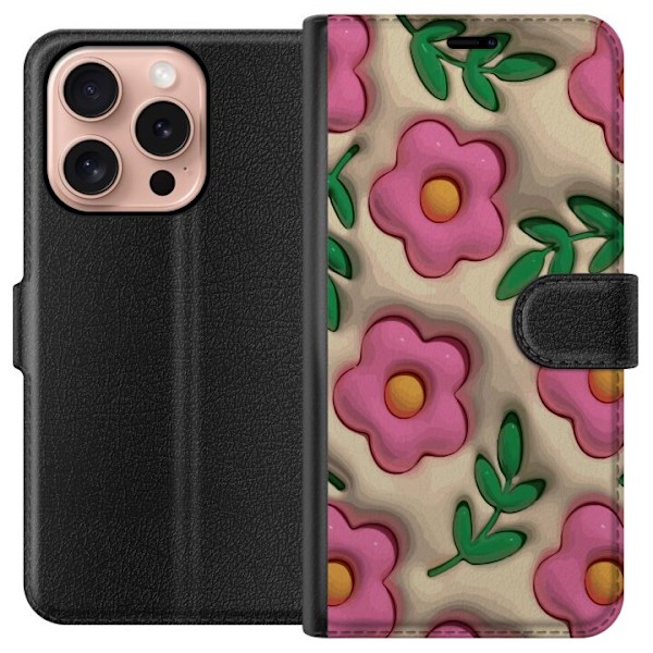 Apple iPhone 16 Pro Lommeboketui Boblende Blomster