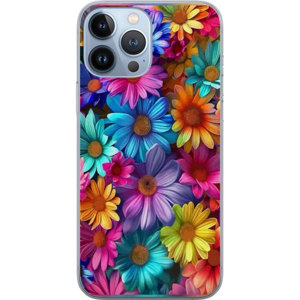 Kompatibelt Mobildeksel til Apple iPhone 13 Pro Max Gerbera Blommor Färgglad Dekor Blommotiv Populärt Design