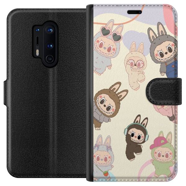OnePlus 8 Pro Plånboksfodral Labubu Pop Mart Kollektion Motiv Figur Samling Design Populärt Art Toy Pop Mart Kreativ Grafiskt