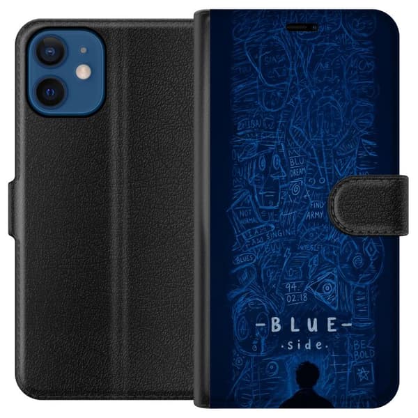 Kompatibelt Plånboksfodral till Apple iPhone 12 Blue Side illustration blå