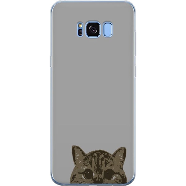 Samsung Galaxy S8 Genomskinligt Skal Grå Kattblick – stilren kattdesign med grå bakgrund