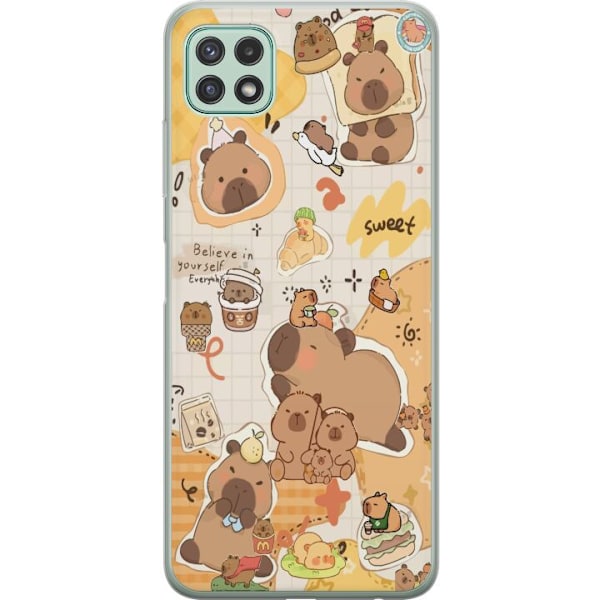 Samsung Galaxy A22 5G Gennemsigtig cover Kawaii capybara mobilskal med gulliga djurmotiv