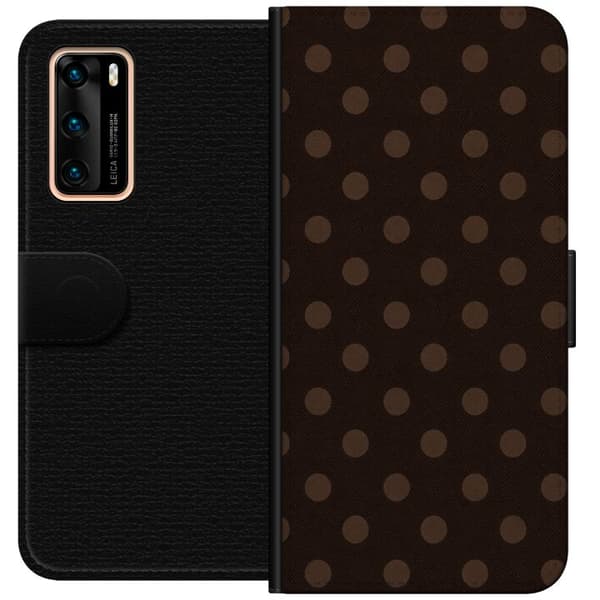 Kompatibelt Plånboksfodral till Huawei P40 Mocha Dots brun