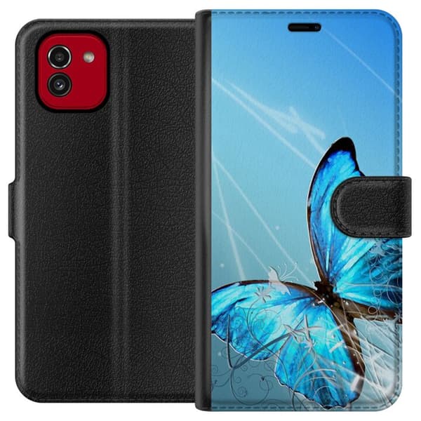 Kompatibel Tegnebogsetui til Samsung Galaxy A03 Sommerfugl