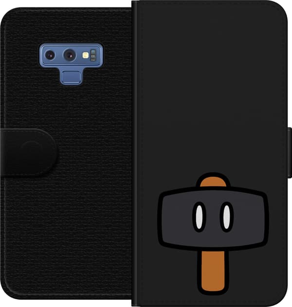 Kompatibel Tegnebogsetui til Samsung Galaxy Note9 Sort spillehammer - Sort motiv med sort hammer. sort