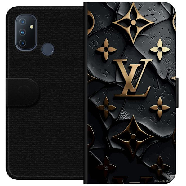 OnePlus Nord N100 Plånboksfodral Louis Vuitton Dark Mode Design Svart Lyx Stil Fashion Populärt Grafiskt Mönster Modeikon Lyxmärke